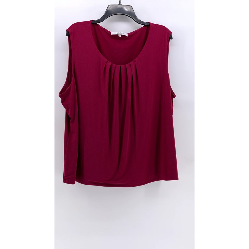 JONES STUDIO SEPARATES Women's Plus Burgundy Pleated Sleeveless Top SZ 22W